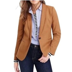 J.Crew‎ Parke Blazer Womens 4 Caramel Wool Flannel #J5627 Classic Jacket
